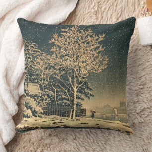 A Winter Day on Sumida River in Japan Cushion