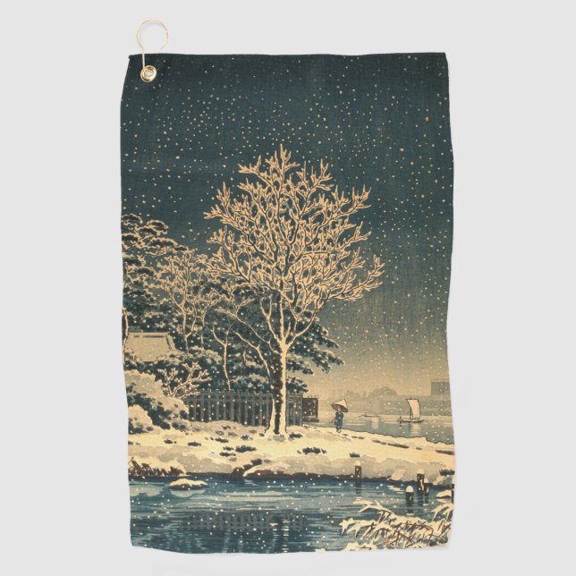 A Winter Day on Sumida River in Japan Golf Towel (Front)