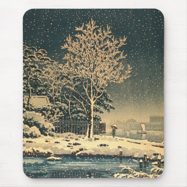 A Winter Day on Sumida River in Japan Mouse Pad (Front)