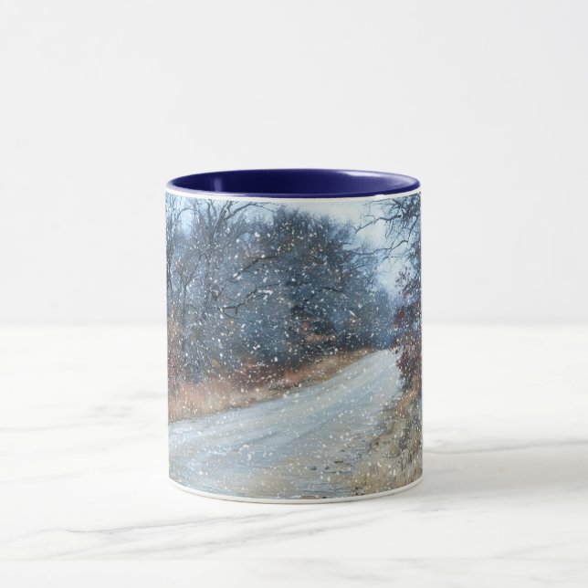 A Winter Day Snow Path Holiday Mug Cup (Center)