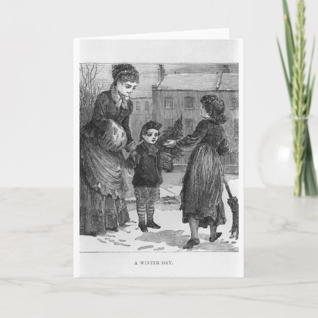 A Winter Day Victorian Christmas Scene Holiday Card (Front)