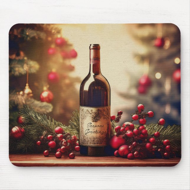 A Winter Holiday Gift of Wine Mouse Pad (Front)