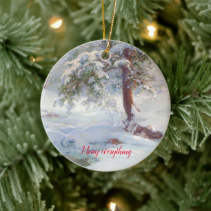 A Winter Idyll, Merry everything Christmas Ceramic Ornament