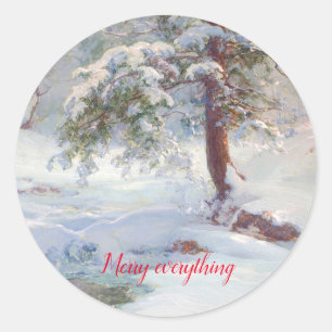 A Winter Idyll, Merry everything Classic Round Sticker