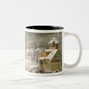 A Winter Landscape with Travellers on a Path Two-Tone Coffee Mug