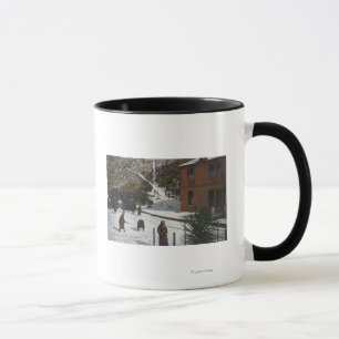 A Winter Scene, Adults Playing in Snow Mug