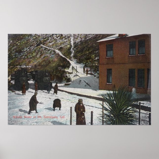 A Winter Scene, Adults Playing in Snow Poster (Front)