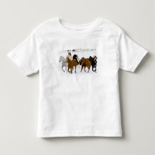 A winter scenic of running horses toddler T-Shirt