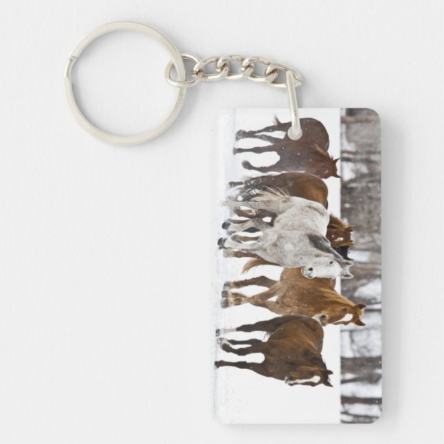 A winter scenic of running key ring (Front)