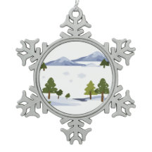 A winter wonderland scene with snow-covered trees,