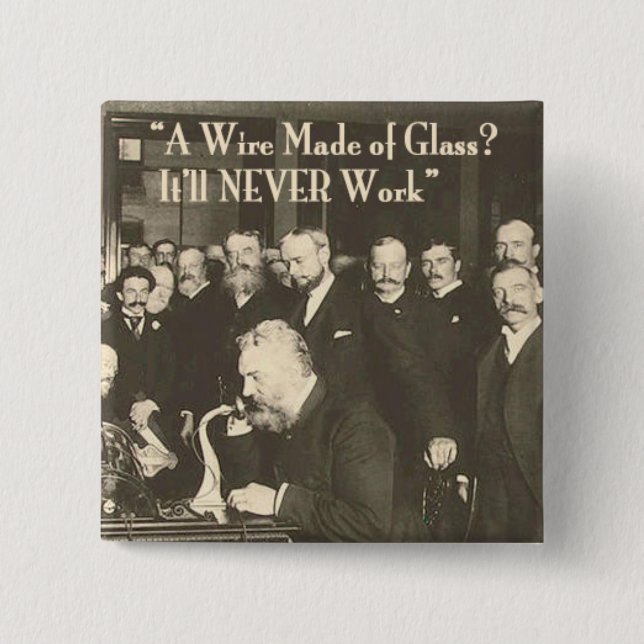 A Wire Made of Glass Humourous Tech 15 Cm Square Badge (Front)