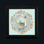 A Wisconsin Shells Lighthouse Gift Box<br><div class="desc">A Wisconsin Shells Lighthouse gift box by ArtMuvz Illustration. Matching watercolor lighthouse t shirt, apparel, nautical clothing. Lighthouse gifts are a great way to show someone you care, especially if they love the ocean, the coast, or lighthouses themselves. Lighthouses are iconic symbols of hope, guidance, and safety, and they can...</div>