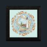 A Wisconsin Shells Lighthouse Gift Box<br><div class="desc">A Wisconsin Shells Lighthouse gift box by ArtMuvz Illustration. Matching watercolor lighthouse t shirt, apparel, nautical clothing. Lighthouse gifts are a great way to show someone you care, especially if they love the ocean, the coast, or lighthouses themselves. Lighthouses are iconic symbols of hope, guidance, and safety, and they can...</div>