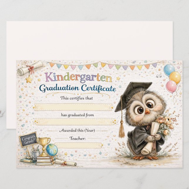 A Wise Little Owl Celebrating Graduation (Front/Back)