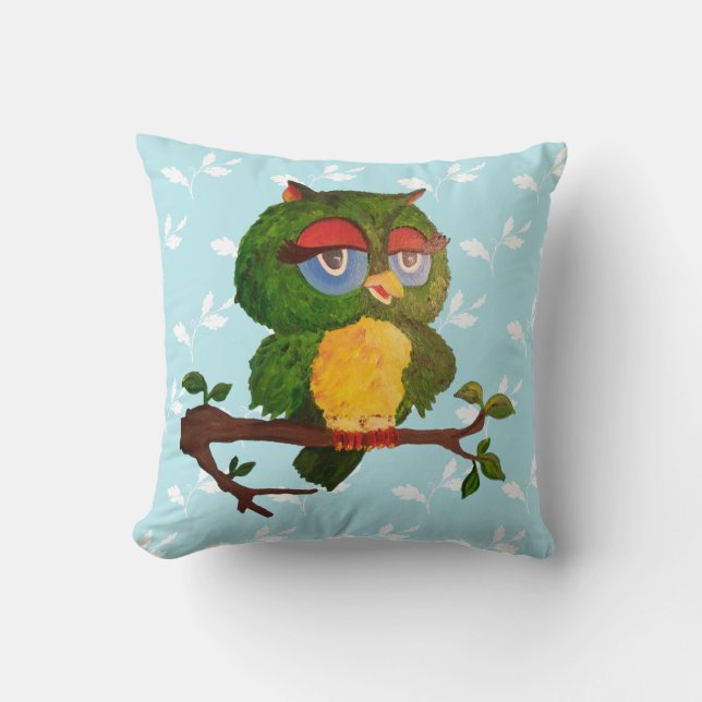 A Wise Old Owl Sitting On A Tree Branch Cushion (Front)