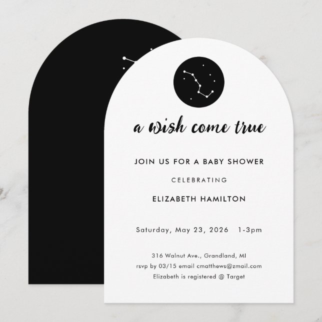 A Wish Come True Big Dipper Baby Shower Invitation (Front/Back)