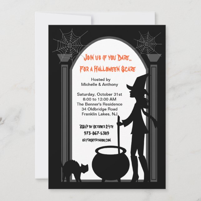 A Witches Brew Costume Party invitation (Front)