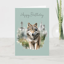 A Wolf in a Forest Birthday Card #1