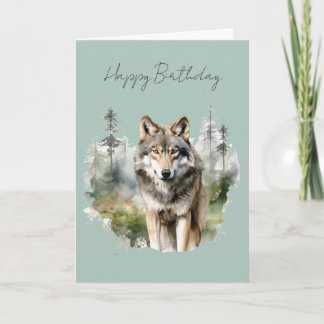 A Wolf in a Forest Birthday Card #1
