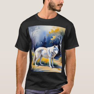 A wolf in a forest watercolor painting T-Shirt
