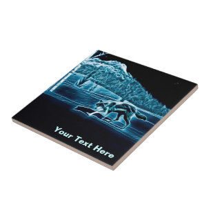 A Wolf On Snow Ceramic Tile