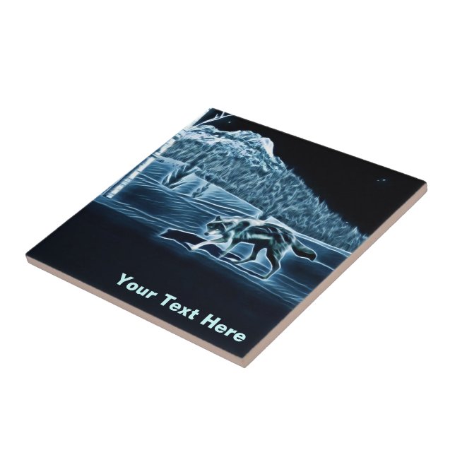 A Wolf On Snow Ceramic Tile (Side)