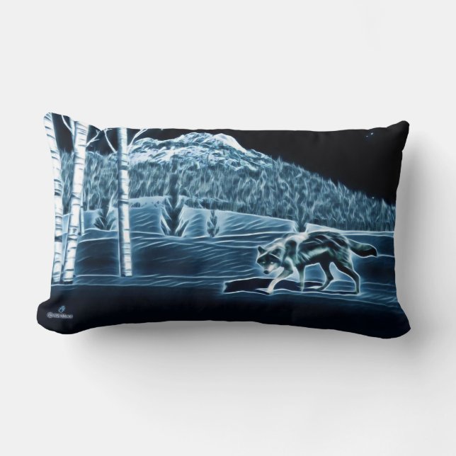 A Wolf On Snow Lumbar Cushion (Front)