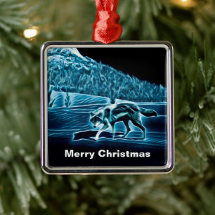 A Wolf On Snow Metal Ornament
