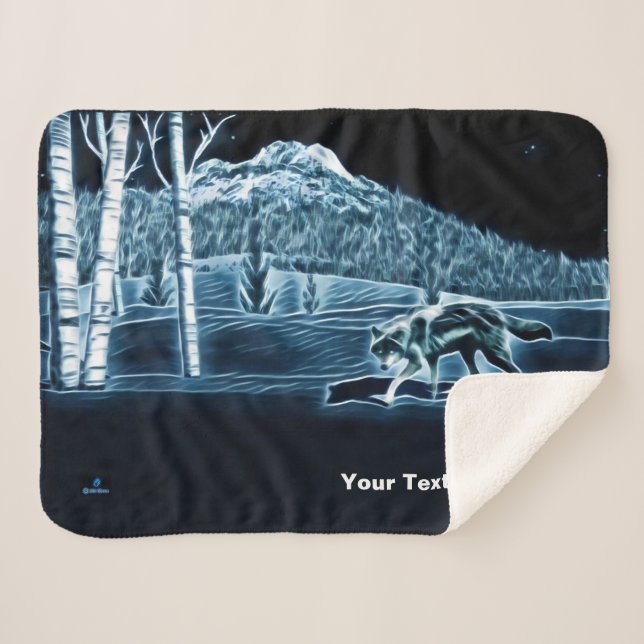 A Wolf On Snow Sherpa Blanket (Front (Horizontal))