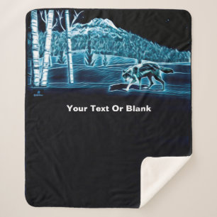 A Wolf On Snow Sherpa Blanket