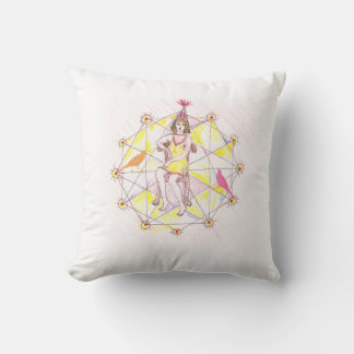 A woman and geometric mandala cushion