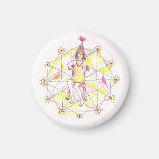 A woman and geometric mandala magnet