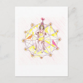 A woman and geometric mandala postcard