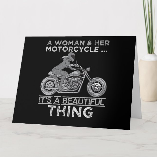 A Woman And Her Motorcycle Art Gift For Bikers Card (Front)