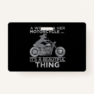 A Woman And Her Motorcycle Art Gift For Bikers ID Badge