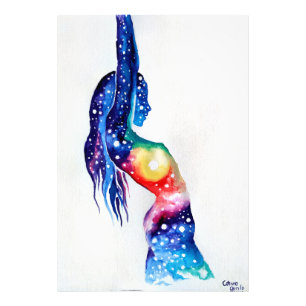 A woman and the universe inside her soul photo print