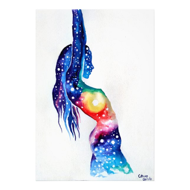 A woman and the universe inside her soul   photo print (Front)