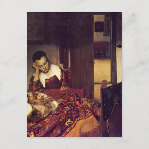 A woman asleep by Johannes Vermeer Postcard