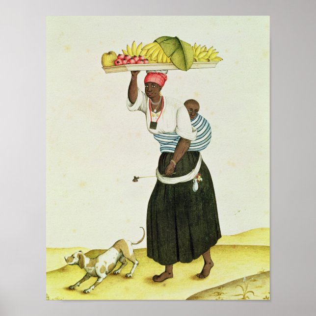 A Woman Carrying a Tray of Fruit on her Head Poster (Front)