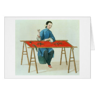 A Woman Embroidering, plate 41 from 'The Costume o