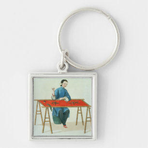 A Woman Embroidering, plate 41 from 'The Costume o Key Ring
