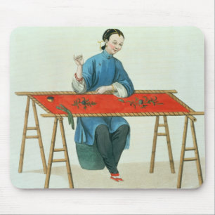 A Woman Embroidering, plate 41 from 'The Costume o Mouse Pad