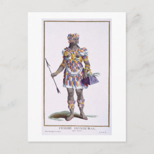 A Woman from Honduras, 1780 (coloured engraving) Postcard