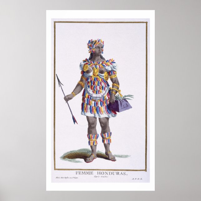 A Woman from Honduras, 1780 (coloured engraving) Poster (Front)