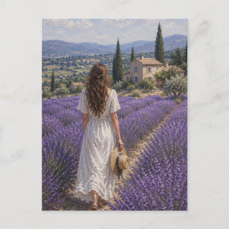 A Woman in a Field of Lavender by M. Laplante Postcard