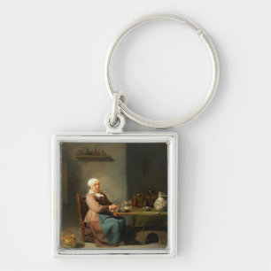 A Woman in a kitchen Key Ring