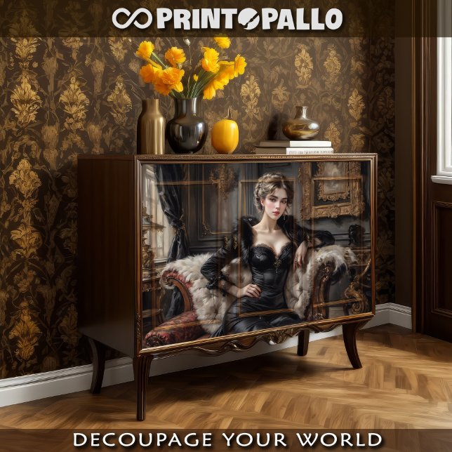 A woman laying on a sofa in 19th century  tissue paper (Creator Uploaded)