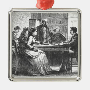 A woman negotiates with a factory manager, assiste metal tree decoration
