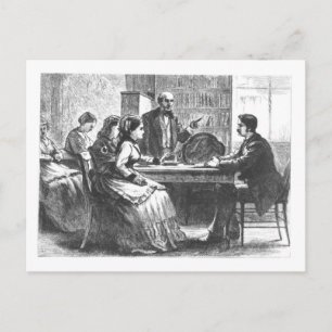 A woman negotiates with a factory manager, assiste postcard