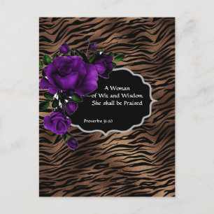 A Woman of Wit and Wisdom Tiger Print Postcard